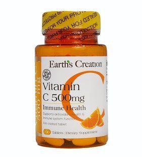 Вітамін С Earth`s Creation (Vitamin C-500) 500 мг 100 таблеток