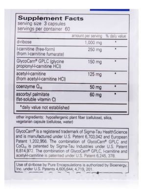 РибоКарнітин Q10 Pure Encapsulations (RiboCarnitine Q10) 180 капсул