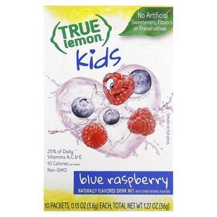 True Citrus, True Lemon, Kids Drink Mix, Blue Raspberry, 10 Packets, 0.13 oz (3.6 g) Each купить в Киеве и Украине