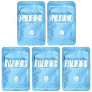 Lapcos, Hyaluronic Moisturizing Beauty Sheet Mask Set, 5 Sheets, 0.84 fl oz (25 ml) Each