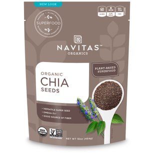 Органические семена чиа, Navitas Organics, 16 унции (454 г) купить в Киеве и Украине