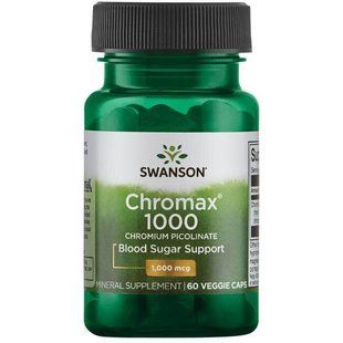Хром Пиколинат, Chromax 1000 Chromium Picolinate, Swanson, 1.000 мкг, 60 капсул купить в Киеве и Украине