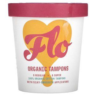 Here We Flo, Organic Tampons, Regular + Super, 14 Tampons купить в Киеве и Украине