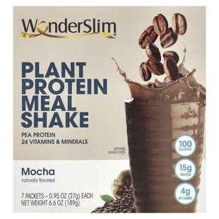WonderSlim, Plant Protein Meal Shake, Mocha, 7 Packets, 0.95 oz (27 g) Each купить в Киеве и Украине