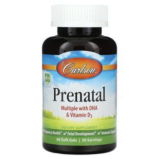 Мультивитамины для беременных с ДГК Carlson Labs (Prenatal Multi with DHA) 60 гелевых капсул купить в Киеве и Украине