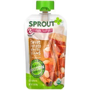 Sprout Organic, Детское питание, от 6 месяцев и старше, белая фасоль из сладкого картофеля с корицей, 3,5 унции (99 г) купить в Киеве и Украине