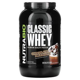 Classic whey protein, chocolate milkshake, NutraBio Labs, 2 pounds (907 g).