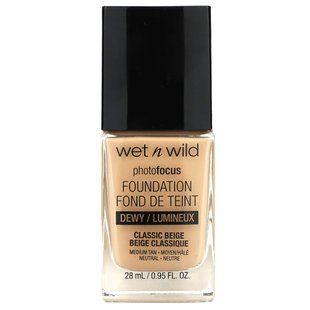 wet n wild, PhotoFocus, Foundation, Dewy, 1111527 Classic Beige, 0.95 fl oz (28 ml)
