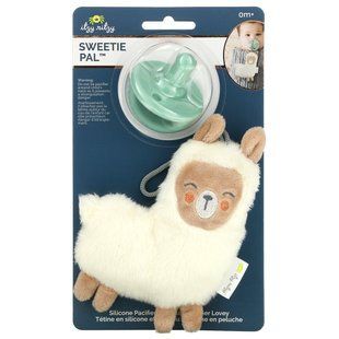 Itzy Ritzy, Sweetie Pal, silicone pacifier and plush pacifier Lovey, 0+ months, Lama, set of 2 pieces