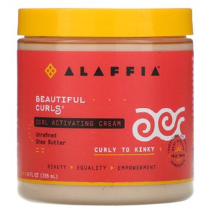 Крем-активатор для локонов, нерафинированное масло ши, Beautiful Curls, Curl Activating Cream, Curly to Kinky, Unrefined Shea Butter, Alaffia, 235 мл купить в Киеве и Украине