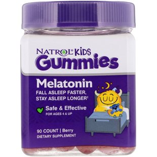 Детский Мелатонин Ягоды Natrol (Kids Melatonin Gummies Berry) 90 жевательных конфет купить в Киеве и Украине