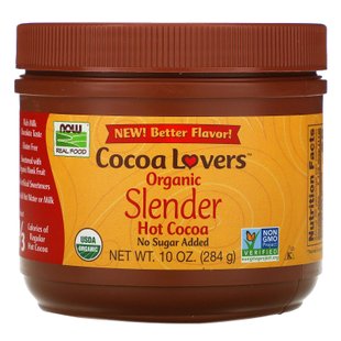 Какао с насыщенным вкусом молочного шоколада Now Foods (Real Food Cocoa Lovers Organic Slender Hot Cocoa) 284 г купить в Киеве и Украине