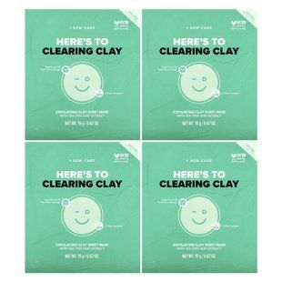 I Dew Care, Here&acute;s To Clearing Clay, Exfoliating Clay Beauty Sheet Mask, 4 Sheet Masks, 0.67 oz (19 g) Each купить в Киеве и Украине