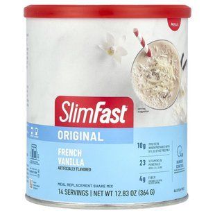 SlimFast, Original, замінник їжі, суміш для приготування коктейлю, французька ваніль, 364 г (12,83 унції)