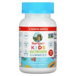 MaryRuth Organics, Childrens multivitamin gummy candies, strawberry, papaya and super punch, 60 gummy candies