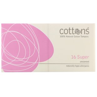 Cottons Comforts, 100% Natural Cotton Tampons, Super, Unscented, 16 Tampons купить в Киеве и Украине