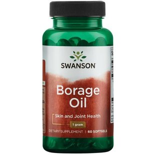 Масло бораге, Boraгe Oil, Swanson, 1 г, 60 капсул купить в Киеве и Украине