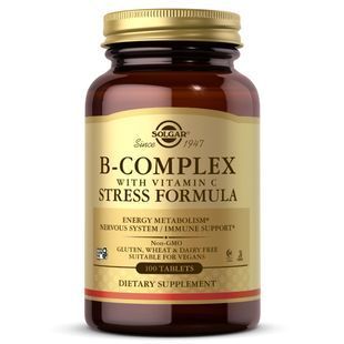 Витамины группы В + витамин С от стресса Solgar (B-Complex with Vitamin C Stress Formula) 100 таблеток купить в Киеве и Украине