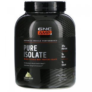 GNC, Pure Isolate, микрофильтрованный изолят сывороточного протеина, ванильный крем, 4,94 фунта (2240 ​​г) купить в Киеве и Украине