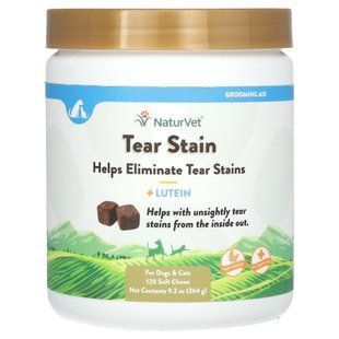 Добавка против слезных пятен плюс лютеин для питомцев NaturVet (Tear Stain Supplement Plus Lutein) 120 мягких жевательных таблеток купить в Киеве и Украине
