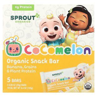 Sprout Organics, Cocomelon, Organic Snack Bar, 2 Years and Up, Banana, Grains & Plant Protein , 5 Bars, 0.88 oz (25 g) Each купить в Киеве и Украине