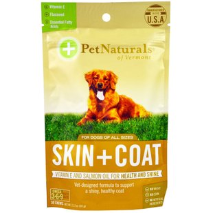 Кожа + мех, для собак, Pet Naturals of Vermont, 30 жевательных таблеток, 2,12 унции (60 г) купить в Киеве и Украине