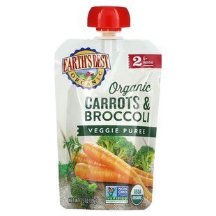 Earth's Best, Organic Veggie Puree, 6+ Months, Carrots & Broccoli, 3.5 oz (99 g) купить в Киеве и Украине