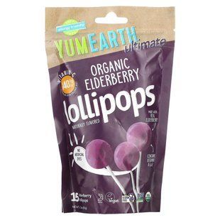 Органические чупачупсы с антиоксидантами бузина YumEarth (Ultimate Organic Elderberry Lollipops) 15 шт 93 г купить в Киеве и Украине