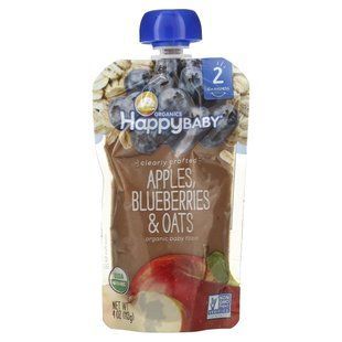 Childrens food from apples blueberries oats Happy Family Organics (Inc. Happy Baby Stage 2 6+ Months) 113 g