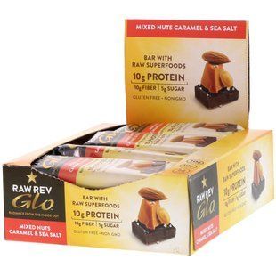 Батончики со смесью орехов карамелью и морской солью Raw Rev (Revolution Glo Raw Evolution) 12 бат. купить в Киеве и Украине