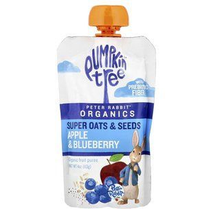 Pumpkin Tree Organics, Peter Rabbit&trade; Organics, Organic Fruit Puree, Super Oats & Seeds, Apple & Blueberry, 4 oz (113 g)