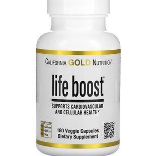 Витамины для здоровья сердечно-сосудистой системы и клеток California Gold Nutrition (Life Boost) 180 растительных капсул купить в Киеве и Украине