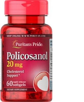 Полікозанол, Policosanol, Puritan's Pride, 20 мг, 60 капсул