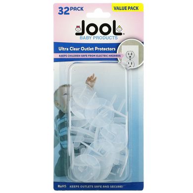 Jool Baby Products, Надпрозорі захисні плівки для розеток, 32 шт. В упаковці