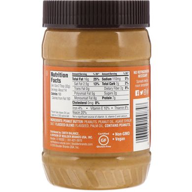 Натуральна арахісова олія з лляним насінням, хрустка, Earth Balance, 16 унції (453 г)