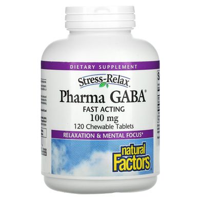 Natural Factors, Stress-Relax, Pharma GABA, 100 мг, 120 жувальних таблеток