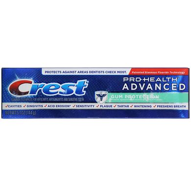 Покращена зубна паста з фтором, захист ясен, Pro Health, Advanced Fluoride Toothpaste, Gum Protection, Crest, 144 г