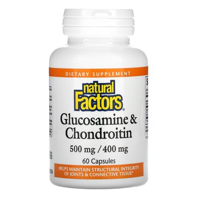 Natural Factors, Глюкозамін 500 мг, хондроїтин 400 мг, 60 капсул