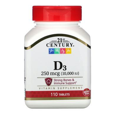 Вітамін D3, 21st Century, 10000 МО, 110 таблеток