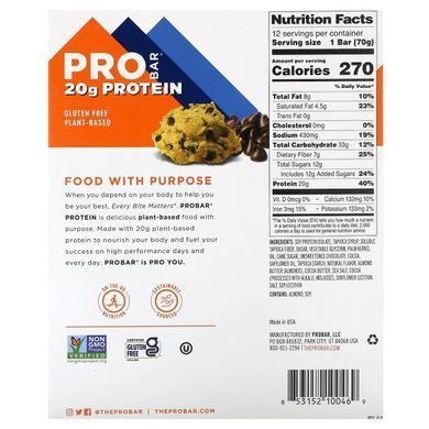 Protein bars with cookie dough flavor ProBar (Protein Bar) 12 bars of 70 g