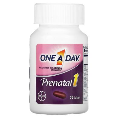 One-A-Day, Prenatal 1 с фолиевой кислотой, DHA и железом, мультивитаминная / мультиминеральная добавка, 30 мягких таблеток купить в Киеве и Украине