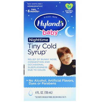 Детский сироп от простуды Nighttime Tiny Cold Syrup, Hyland's, 4 жидких унции (118 мл) купить в Киеве и Украине