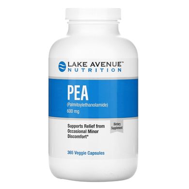 ПЕА (пальмітоілетаноламід), PEA (Palmitoylethanolamide), Lake Avenue Nutrition, 600 мг, 365 вегетаріанських капсул