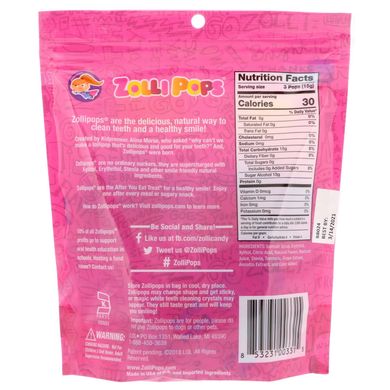 Льодяники на паличці The Clean Teeth Pops, з полуничним смаком, Zollipops, 15 шт, (3,1 унц)