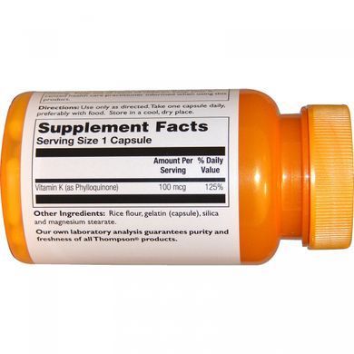 Витамин K Thompson (Vitamin K) 100 мкг 30 капсул купить в Киеве и Украине