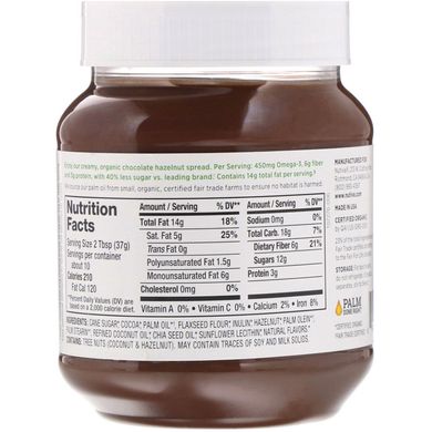 Органічна шоколадна паста зі смаком лісового горіха, Класична, Nutiva, 13 рідкий унцій (369 г)