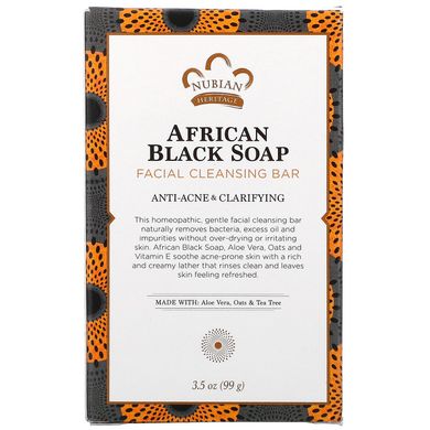 Очищающее мыло для лица, African Black Soap, Facial Cleansing Bar, Nubian Heritage, 99 г купить в Киеве и Украине