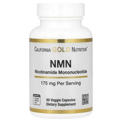 Нікотинамід мононуклеотид California Gold Nutrition (NMN Nicotinamide Mononucleotide) 175 мг 60 рослинних капсул