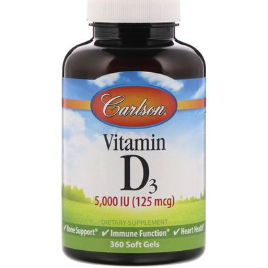 Вітамін D3 Carlson Labs (Vitamin D3) 5000 МО 360 капсул