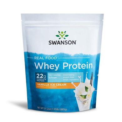 Сироватковий протеїн - зі смаком ванілі, Real Food Whey Protein - Vanilla Ice Cream Flavor, Swanson, 885 г
